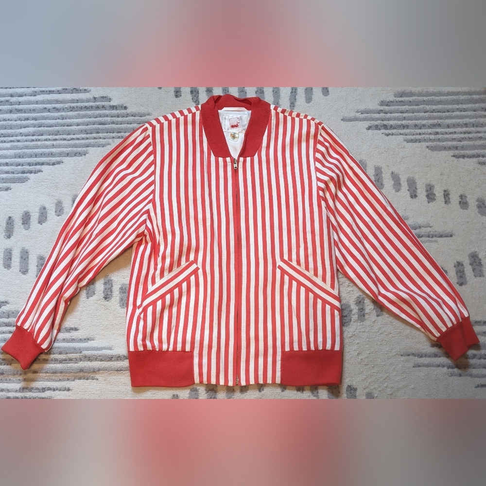 Mondi Vintage Red White Striped Zip Jacket - Size 36